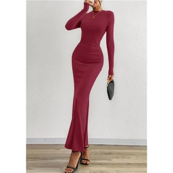 Women Bodycon Maxi Dress Formal Red - Picture 6 of 6